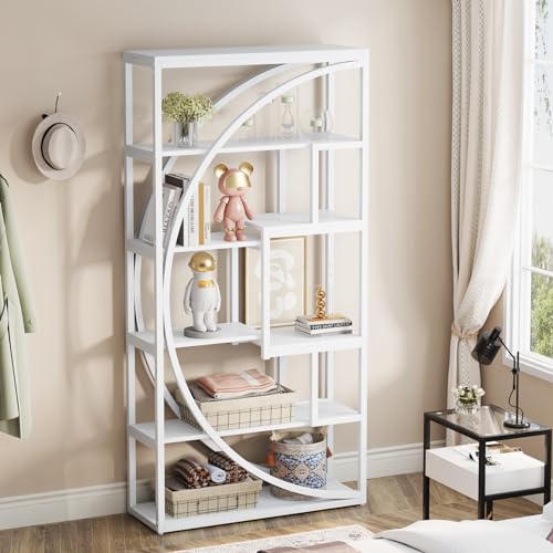 Industrial 5-Tier Etagere Bookcase, 70.8 inch Tall, 8 Open Shelves, Rustic Brown P8264