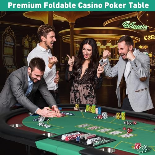 Foldable Blackjack Poker Table with Cup Holders G3690