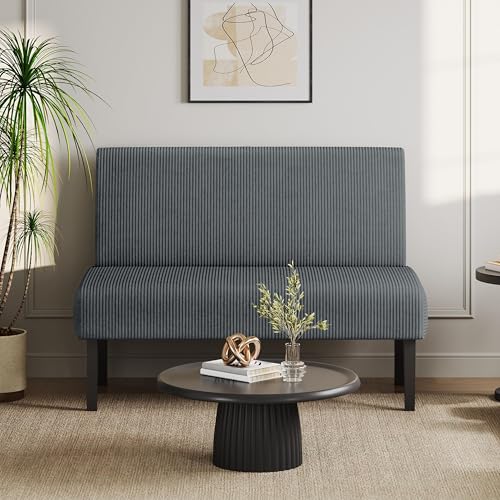 Small 2-Seater Armless Sofa Chair, Corduroy Fabric, for Small Spaces A458373