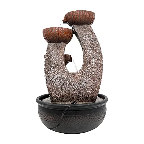 Tabletop Water Fountain with LED Lights, 5-Tier Indoor Cascading Water Feature D632