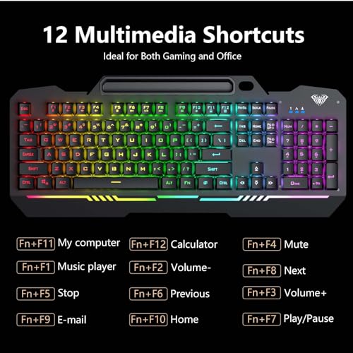 Gaming Keyboard and Mouse Combo, RGB Backlit, USB Wired A5894