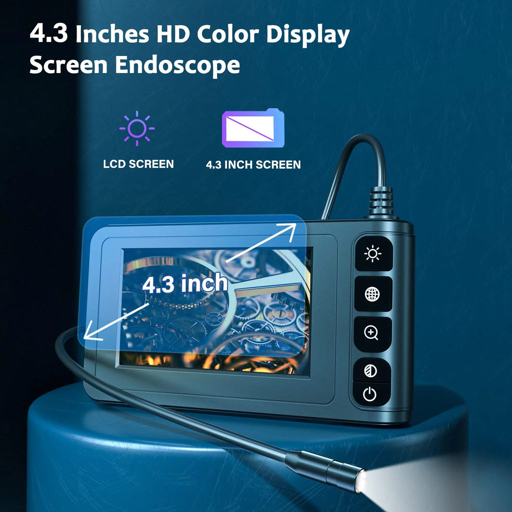 Industrial Endoscope Borescope Camera with 4.3'' LCD Screen, 16.5FT Semi-Rigid Cable I955