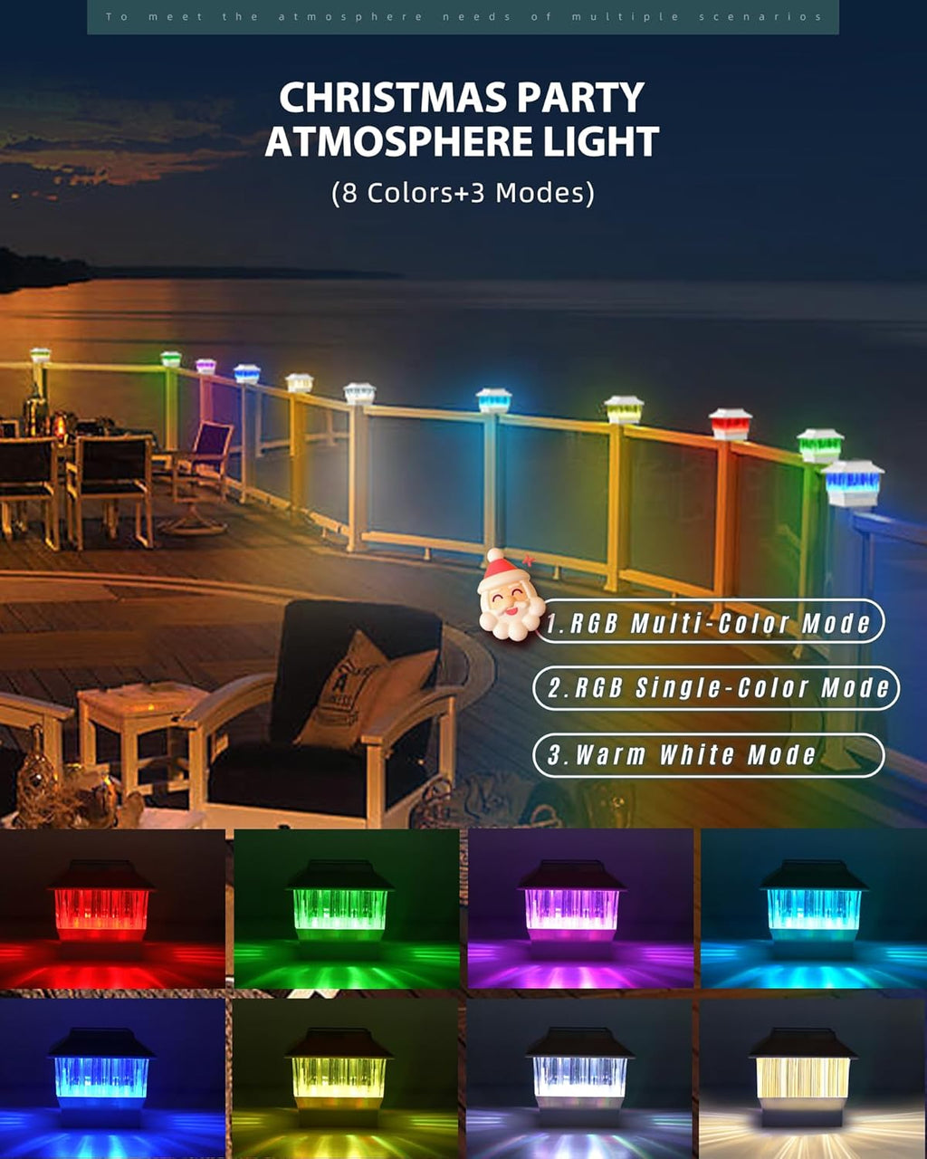 Solar Post Lights 3 Modes RGB & Warm White J648297
