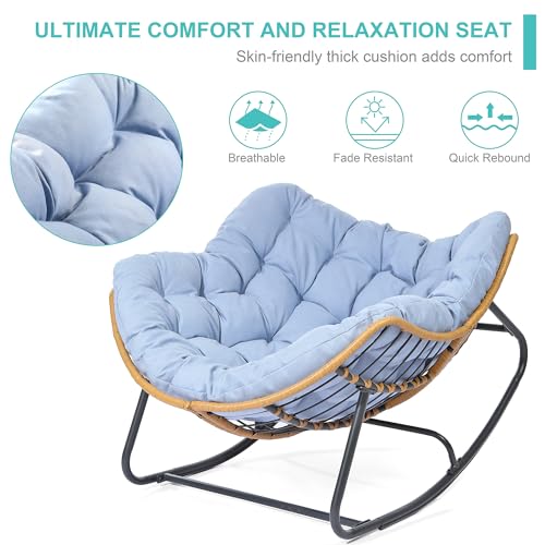 Oversized Patio Papasan Rocking Chair with Wicker Lounge G5657