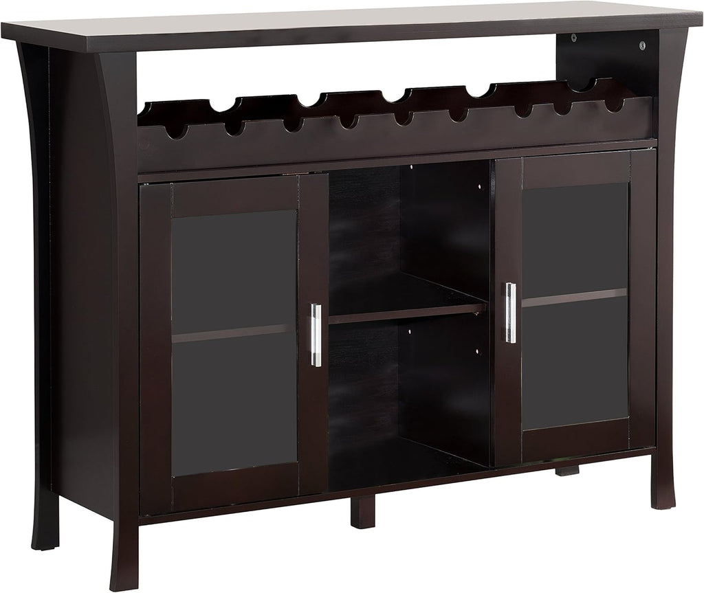 Wine Rack Buffet Server Console Table with Glass Doors A314