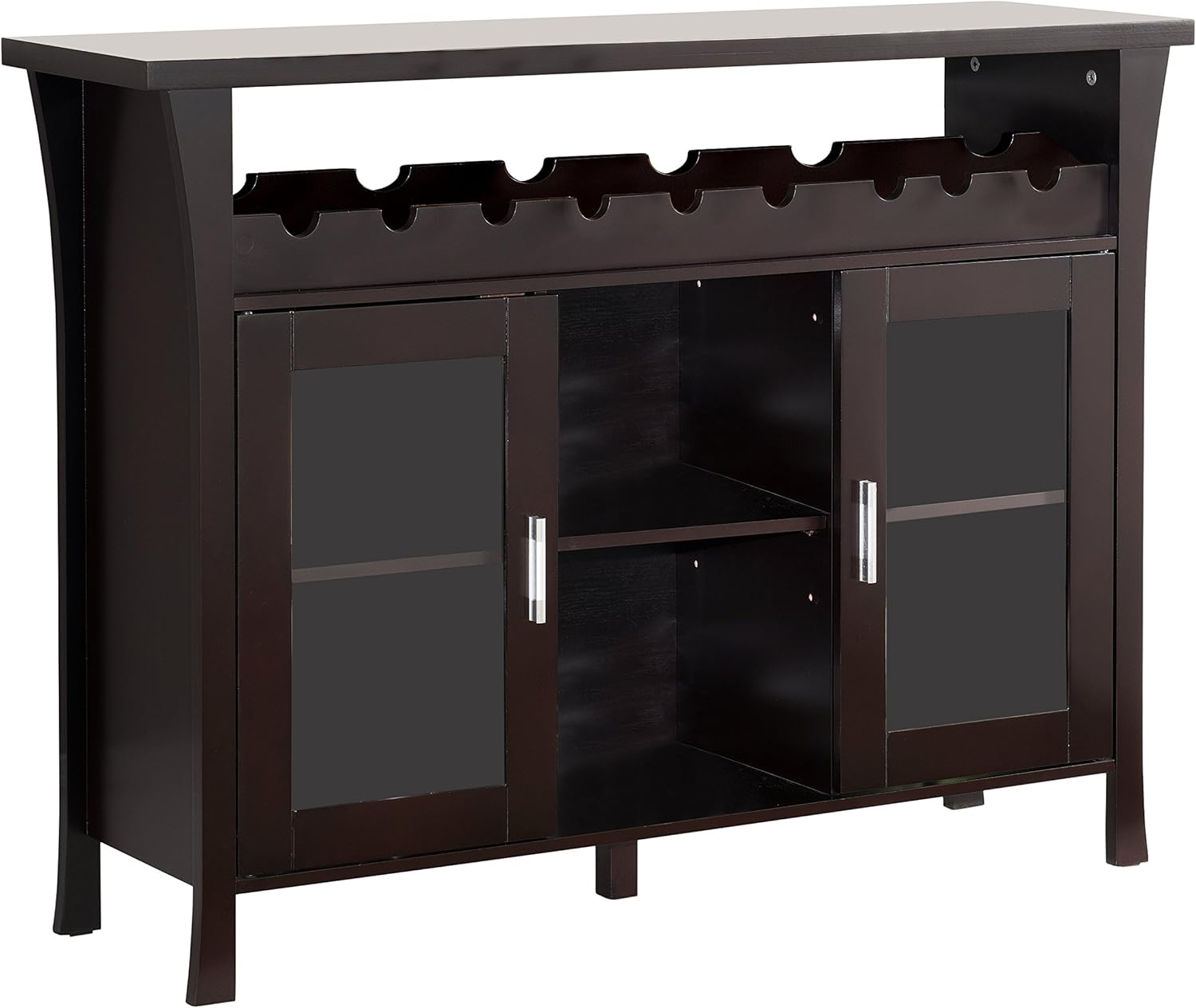 Wine Rack Buffet Server Console Table with Glass Doors A314