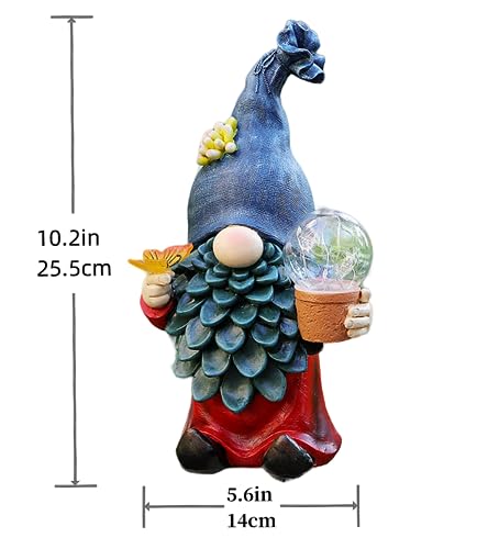 Solar Gnomes Garden Statues with LED Light for Outdoor Yard Decor P683