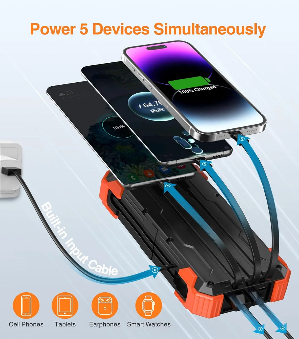 Solar Charger Power Bank with Cables for Cell Phone K11678