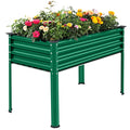 Land Guard Galvanized Raised Garden Bed with Legs, Galvanized Planter Raised Garden Boxes Outdoor, Oval Large Metal Raised Garden Beds for Vegetables(Beige)………
