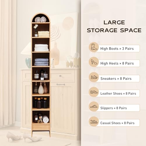 Arched Bookshelf, 7-Tier Bookcase with Adjustable Shelves A456