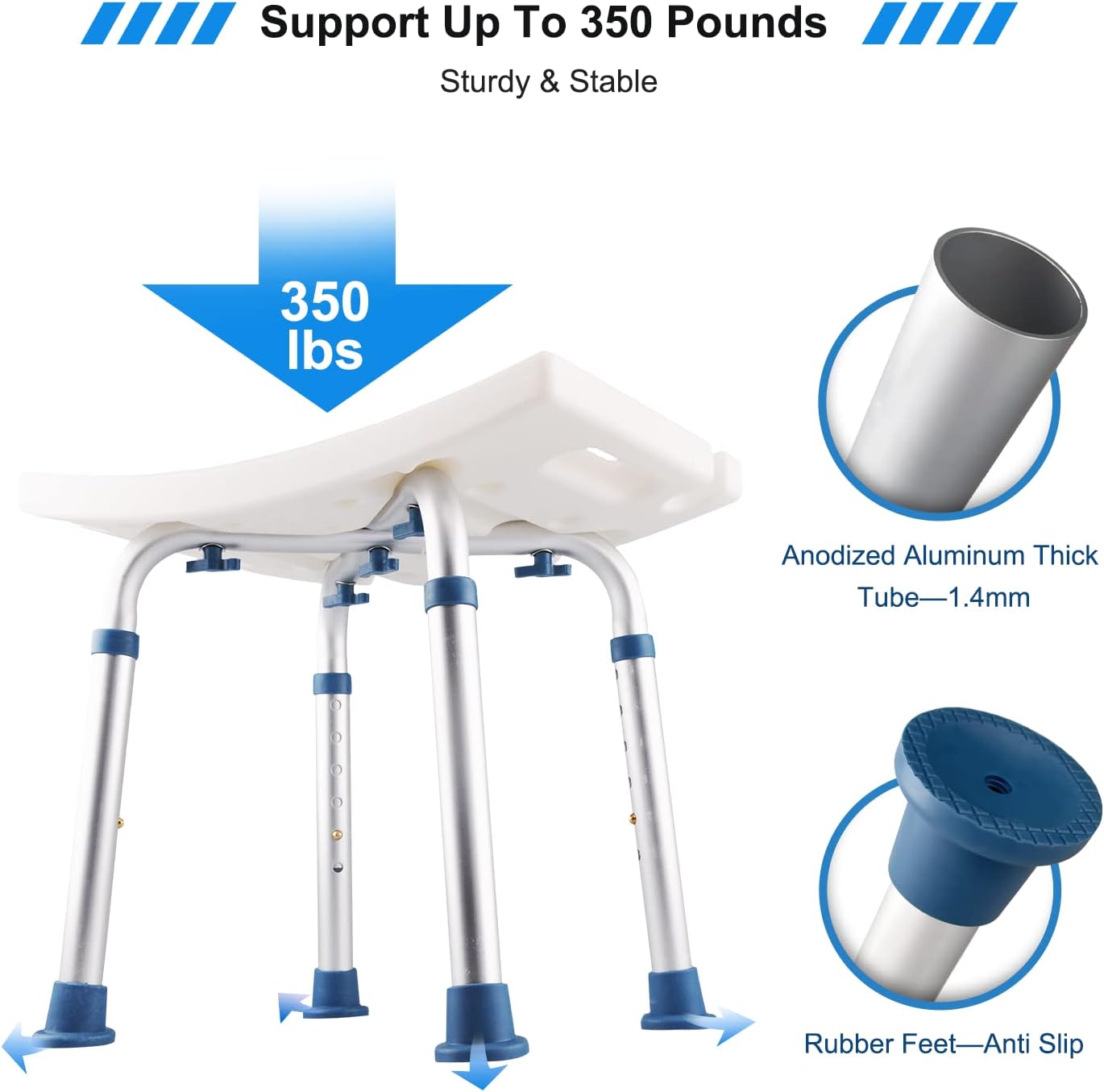 Shower Bench Seat with Shower Head Holder, 350LBS Capacity P6279
