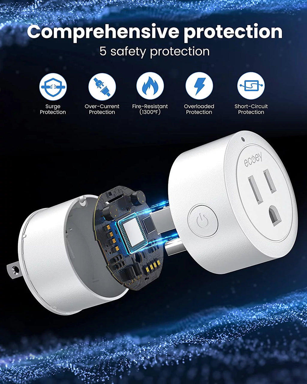 Smart Plug Wi-Fi Outlet with Timing and Voice Control, 6 Pack P41304