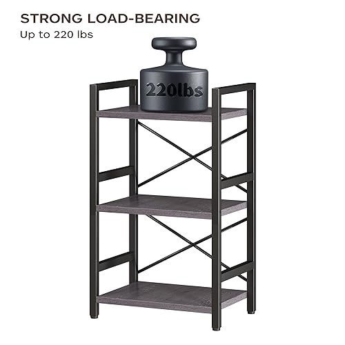 3 Tier Industrial Bookcase, Rustic Etagere Bookshelf for Living Room U5786