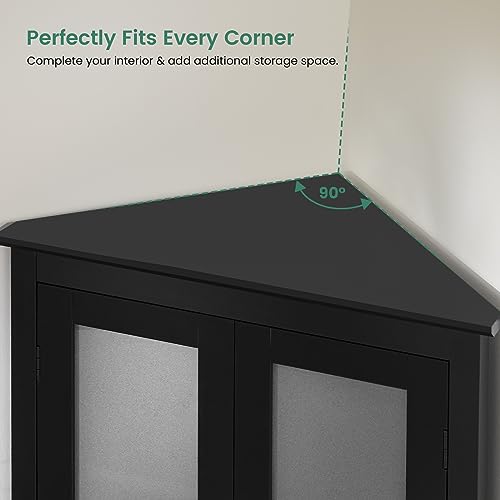 67" Tall Bathroom Cabinet with 2 Doors and 1 Drawer, Adjustable Shelves T930834