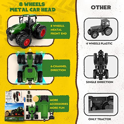 Remote Control Tractor Toy with Trailer and Front Loader for Kids A50598