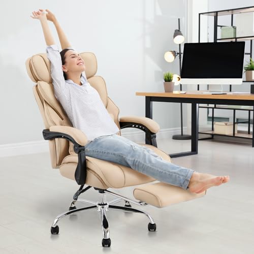 Big and Tall Office Chair Heavy Duty Leather Executive Desk Chair with Wide Seat and Adjustable Headrest R315