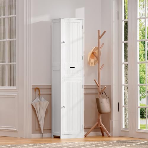 67" Tall Bathroom Cabinet with 2 Doors and 1 Drawer, Adjustable Shelves T930834