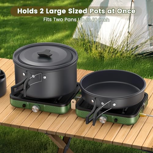 2-Burner Foldable Camping Stove with Griddle and Carrying Bag, Portable Propane H453787
