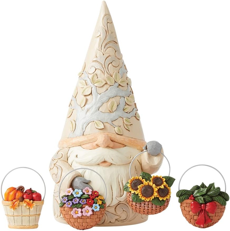 Enesco Jim Shore Heartwood Creek Four Seasons Gnome Statue with 4 Baskets Figurine 16.5 Inch Multicolor