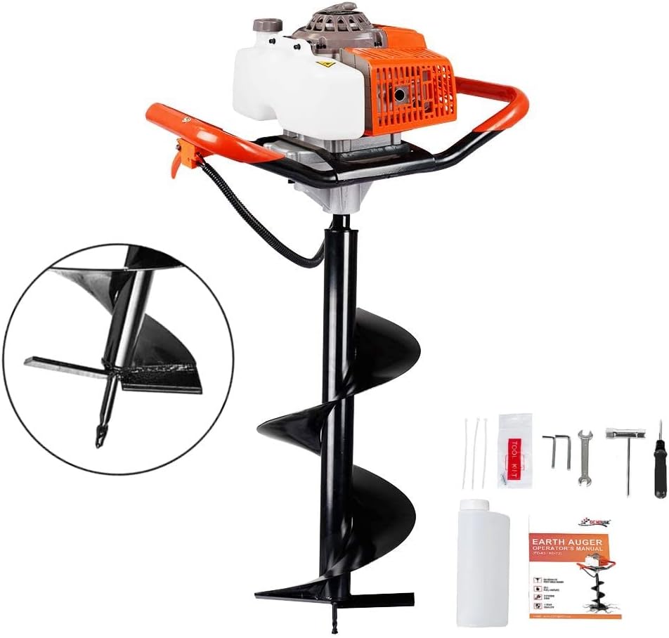 Gas Powered Post Hole Digger with 12 Inch Earth Auger Drill Bit J601380