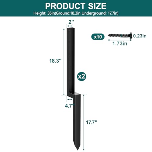 Heavy Duty Steel Fence Post Repair Stakes for Wood Fence M774468