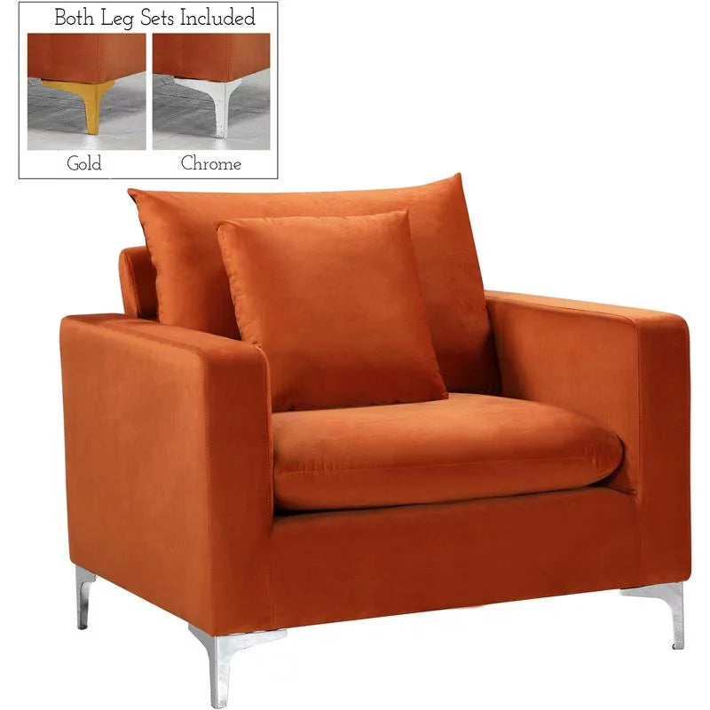 Velvet Accent Chair Set in Cognac Orange H267