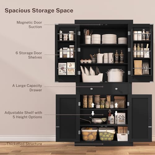 White Pantry Cabinet with 6 Doors and Drawer I8389