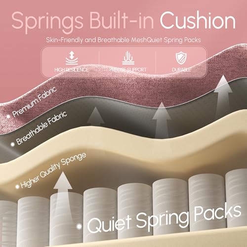 Fabric Gaming Chair with Pocket Spring Cushion and Footrest V343974