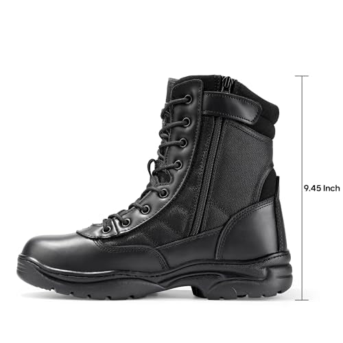 Men's Military Tactical Work Boots Side Zipper Leather Motorcycle Combat Boots N655026