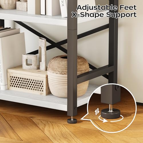 3 Tier Industrial Bookcase, Rustic Etagere Bookshelf for Living Room U5786