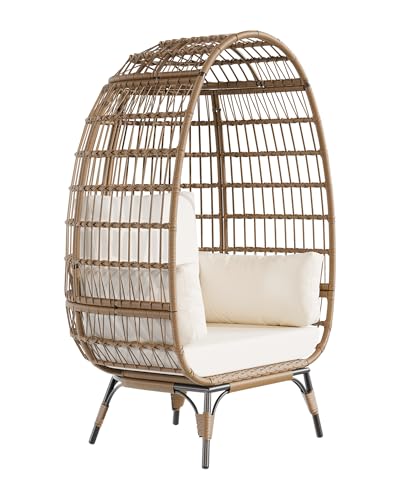 Wicker Egg Chair with Cushions and Ottoman L257