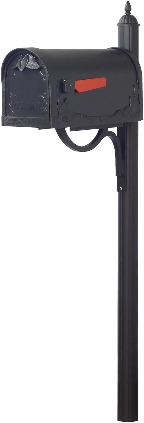 Floral Curbside Mailbox with Locking Insert and Post F54305