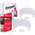 Energizer Motion Activated LED Ceiling Light, 2 Pack, Battery Operated, 100 Lumens, Wireless, Ceiling Light No Electricity, Ideal for Laundry Room, Shed, Basement and More, 58347