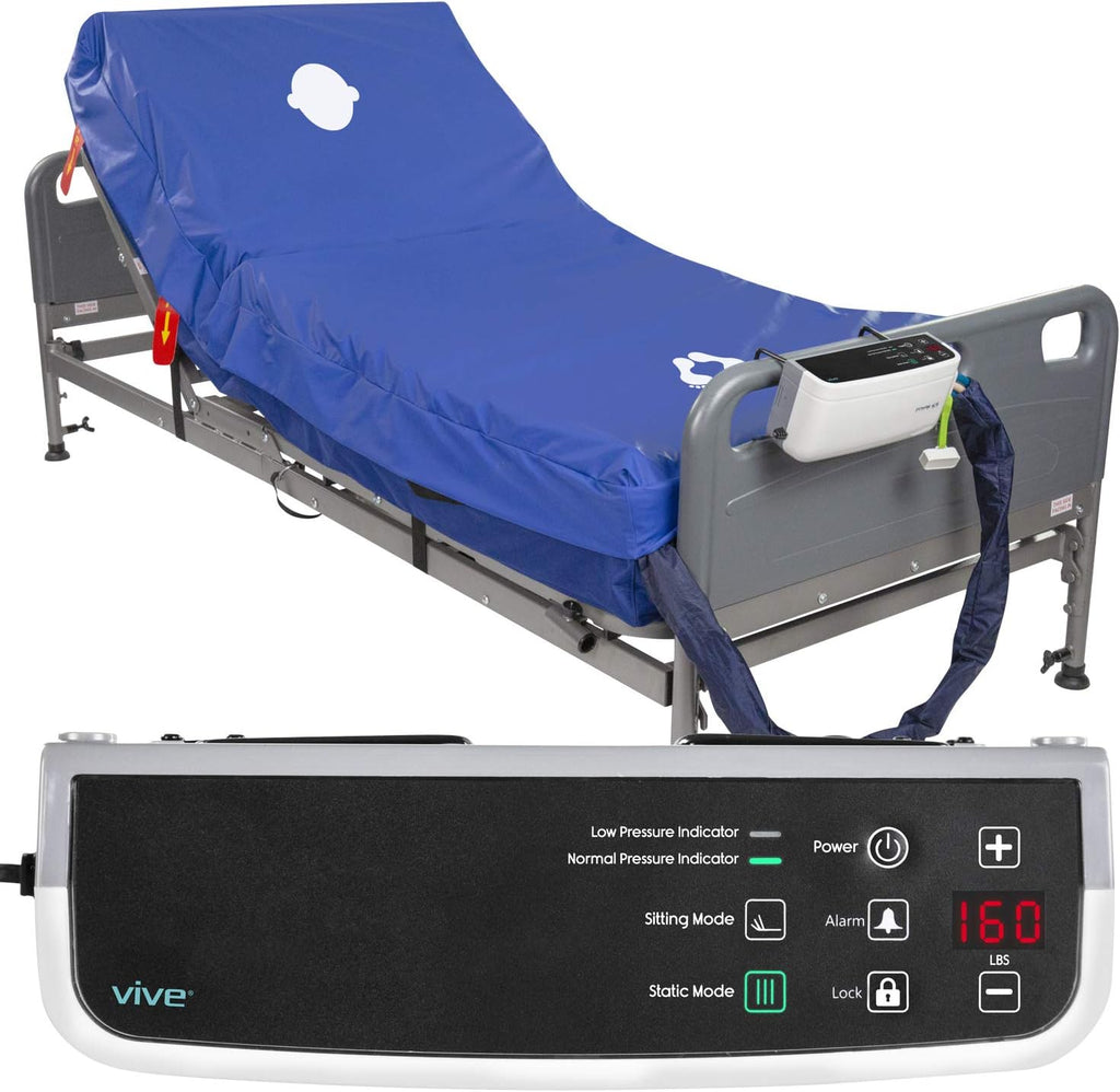 Vive 8" Alternating Pressure Mattress - Low Air Loss Hospital Replacement Mattress - Medical Bed Topper for Pressure Ulcers and Bed Sores - Variable, Inflatable Pressure Pump System