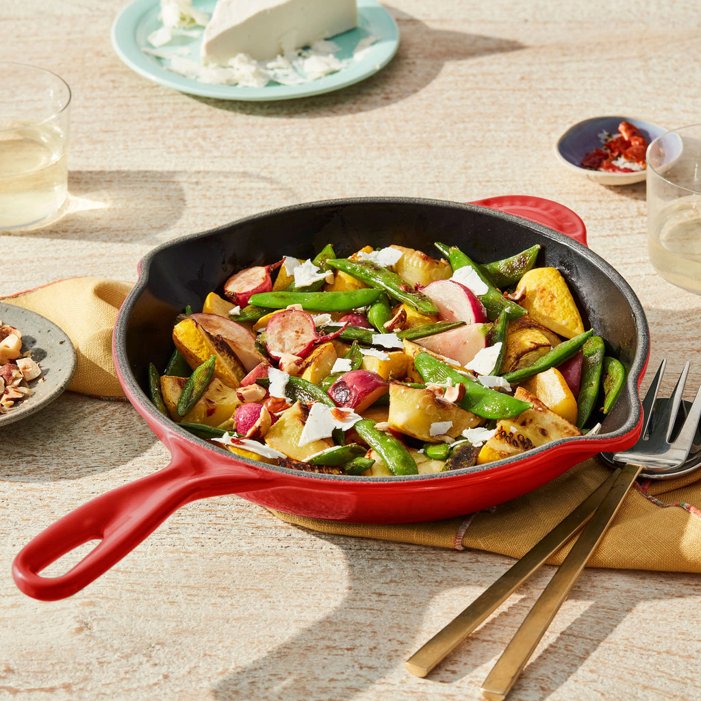 Enameled Cast-Iron Skillet with Iron Handle I6984