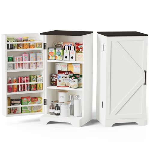 Farmhouse Pantry Cabinet with 6 Shelves and Barn Doors, Brown K34379