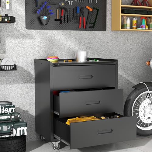 Rolling Tool Storage Cabinet with 4 Drawer and Locking Door U282375