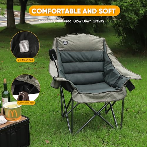 Folding Camping Chair, Heavy Duty Padded, with Cup Holder and Carry Bag J52614