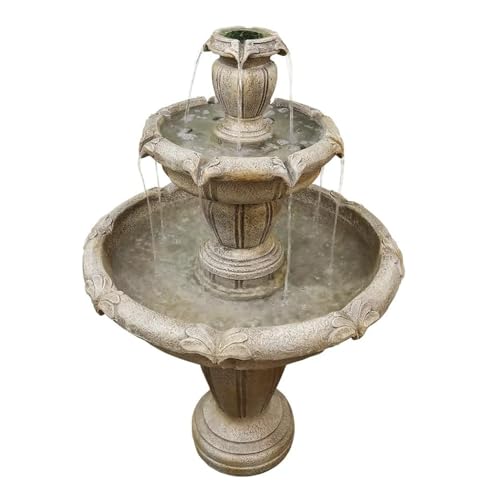Outdoor Floor Water Fountain, 3-Tier Concrete with Electric Pump C406329