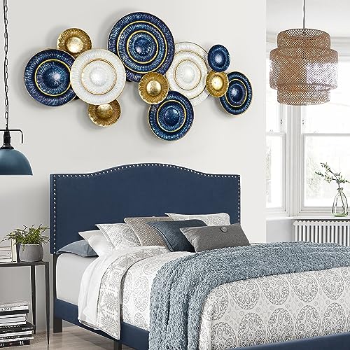 Metal Wall Art for Living Room, 3D Lotus Leaf Wall Decor, 50x26 Inches G502