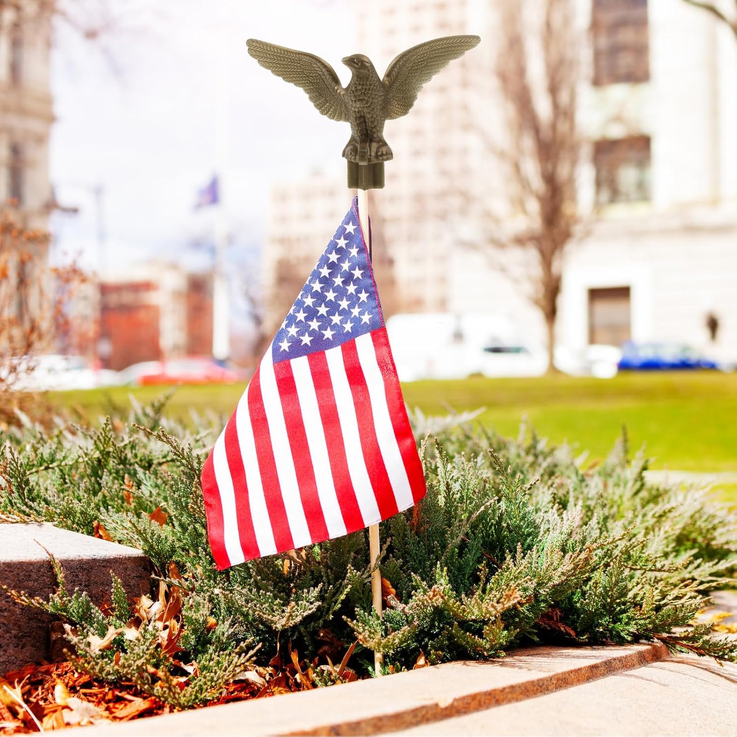 Golden Plastic Eagle Flag Pole Topper 2 Pack Y535