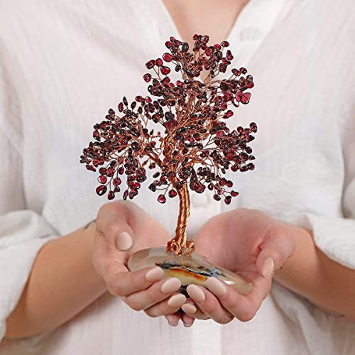 Chakra Crystal Feng Shui Tree Home Décor, Copper Wire on Agate Base, Medium 8" Z373940