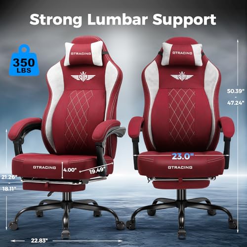 Big and Tall Gaming Chair with Breathable Fabric and Lumbar Support U62154