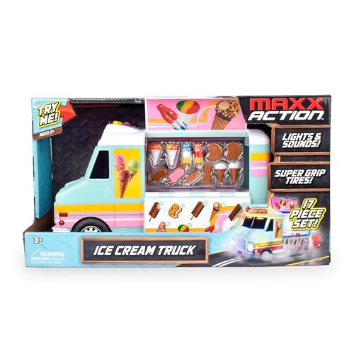 Ice Cream Food Truck Toy with Lights and Sound, 16 Pieces M1923
