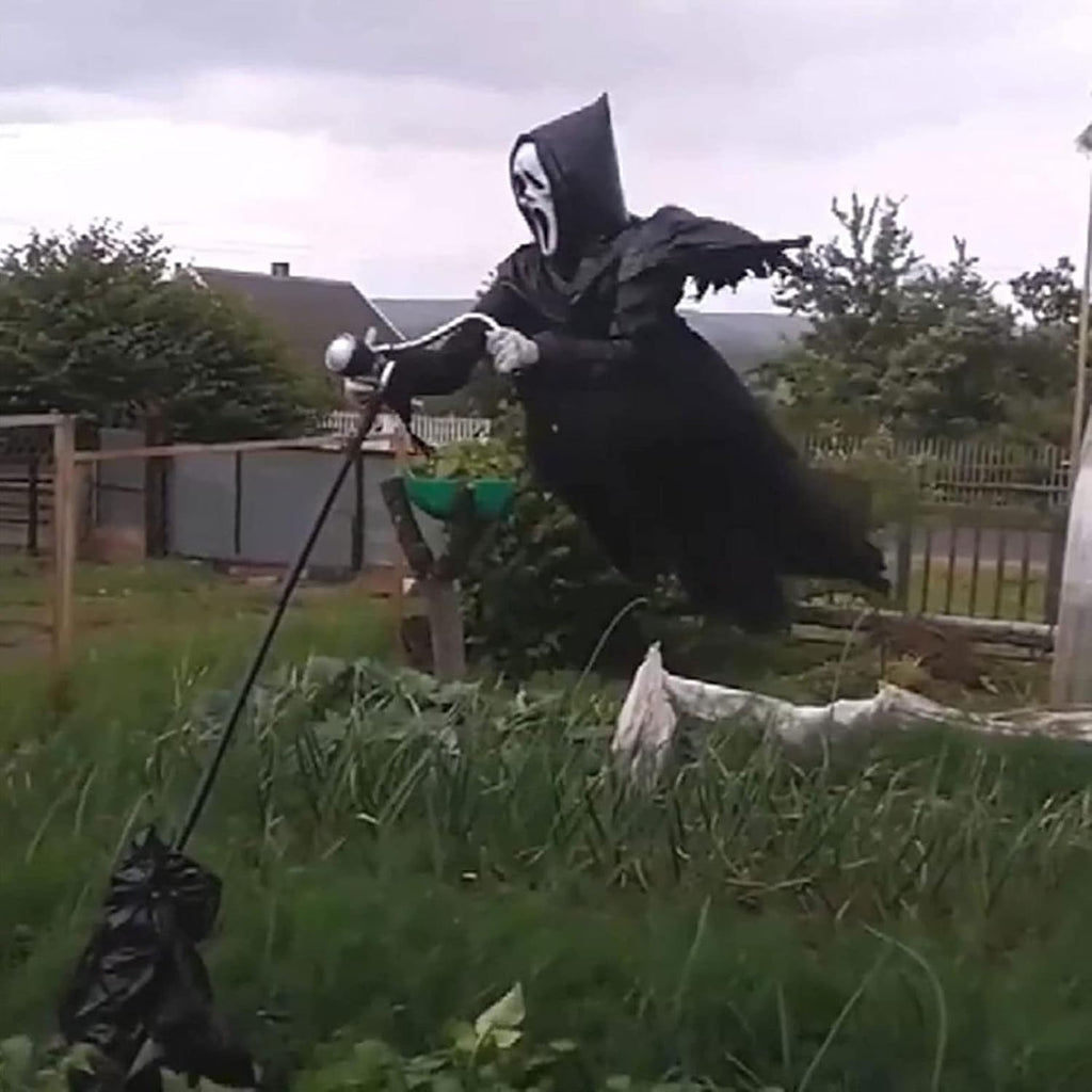 Scream Scarecrow Screaming Ghost Halloween Scary Ghost of Death Ghostface Flying Scarecrow Halloween Decoration for Outdoor Garden, Porch, Yard (Black)