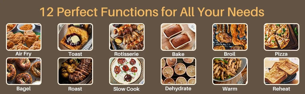 Air Fryer Toaster Oven 12-in-1 Countertop Convection Oven, 34 QT, Stainless Steel W674