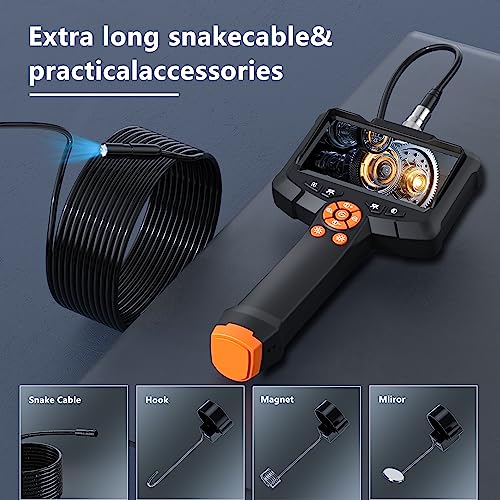 1080P HD Borescope with 8 Adjustable Lights, 16.4ft Semi-Rigid Snake Camera, IP67 Waterproof J638712