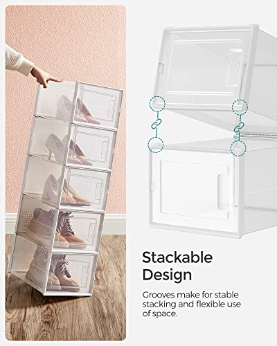 Shoe Boxes, Pack of 12, Stackable Clear Plastic Storage Organizers for Closet N6620