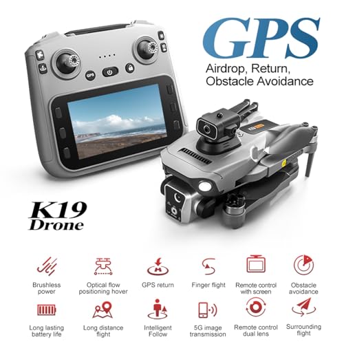 GPS Drone with Camera, 4.5 Inch Screen Remote Controller, Brushless Motor, 5G Wi-Fi Transmission Z704