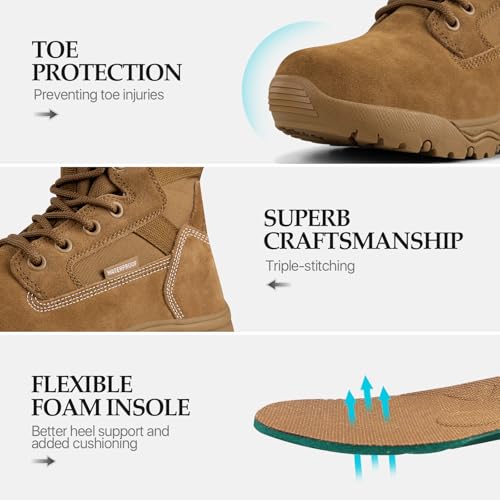 Men's Tactical Boots 8 Inches Lightweight Suede Leather Military Work Boot J951812